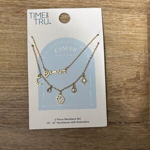 Time and Tru Gold Zodiac Cancer Layered Pendant Necklace Set